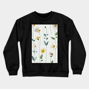 Floral Garden Botanical Print with Daisies Crewneck Sweatshirt